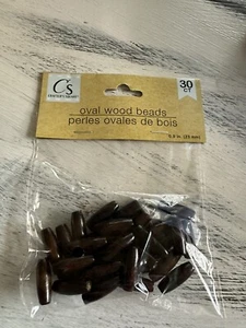 Oval wooden beads 30 count brown oval beads for crafting and jewelry making new - Picture 1 of 3