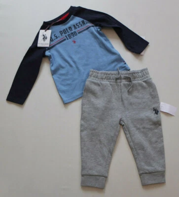 EE. UU. POLO ASSN. Conjunto de 2 piezas pantalones camiseros LA talla 86 18 meses Nuevo Foto 1 de 4