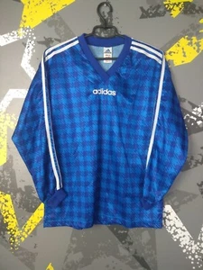 Adidas Vintage Jersey Long Sleeve Football Shirt Blue Mens Size M ig93 - Picture 1 of 8