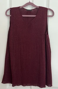 Sisley Top dunkelrot glitzernd Falten fließend elegant Damen Gr.L ungetragen TOP - Bild 1 von 4