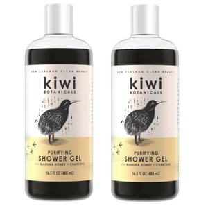 (2 Pack) Kiwi Botanicals Purifying Shower Gel, Charcoal & Manuka Honey, 16.5 oz - Picture 1 of 8