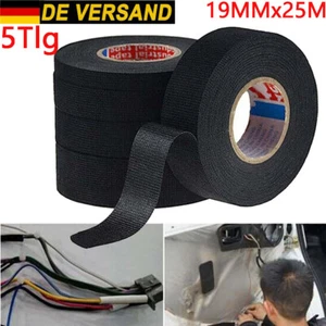 5x Kabelbaum Klebeband Gewebeband Isolierband KFZ PKW Isoband schwarz Textilband - Bild 1 von 11