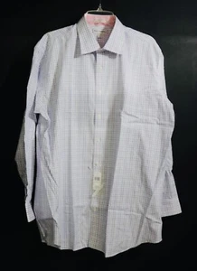Paul Frederick Size 17.5x34 Blue&Pink 100% Cotton Plaid Dress Shirt New NWT - Picture 1 of 4