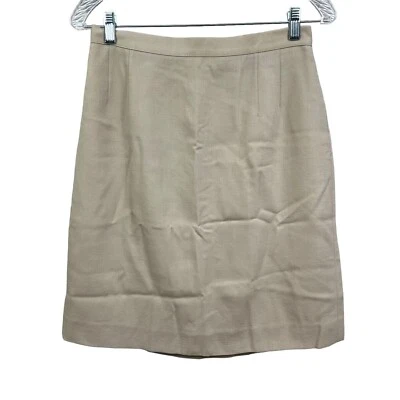 Giorgio Armani Le Collezioni Women Wool Pencil Skirt Lined Beige 8 Made in Italy - Image 1 of 4