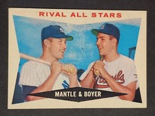 1960 Topps #160 Rival All Stars Mickey Mantle Ken Boyer Very Nice Card EX-EXMINT