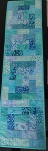 New Handmade Patchwork Table Runner "Batik Blue" 12 x 47 inches UK - Picture 1 of 2