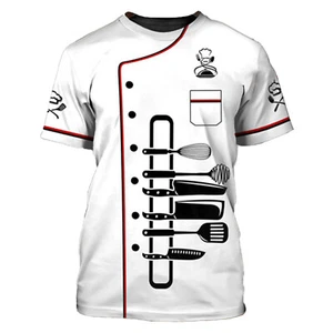 Mens Short Sleeve Chef T-shirts Kitchen Restaurant Cooking 3D Shirt Tops Tee - Picture 1 of 63