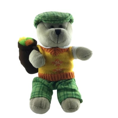 VTG Starbucks Collectible Golfing Teddy Bear 2006 Stuffed Animal 10 Inches Tall - Image 1 of 4