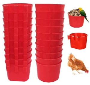 Hanging Feed & Water Cage Cups Chickens Poultry 1 Pint / 8/16 fl. oz Bowls - Picture 1 of 14