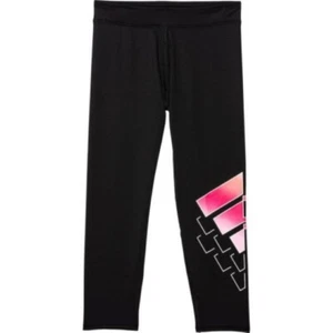 Adidas 7/8 Leggings Youth Girls M 10-12 Black Pink Ombre Logo NEW - Picture 1 of 5