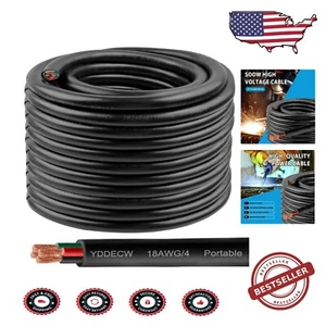 100ft Heavy Duty 18/4 AWG SOOW Power Cable - 600V 4-Conductor with Durability - Picture 1 of 9