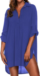Women'S Swimsuit Beach Cover up Shirt Bikini Beachwear Bathing Suit Beach Dress - Picture 1 of 12