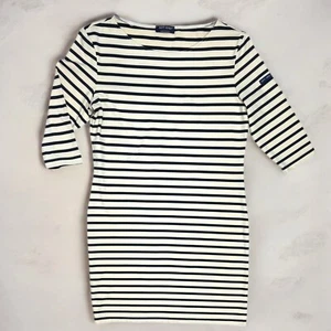 Saint James Propriano White with Navy Stripe Stretch Dress Womens Size 12 US - Picture 1 of 10