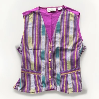 90s Y2K Knit Vest Arizona Co. Size Medium Unique Aztec Boho Festival Layered Top - Image 1 of 4
