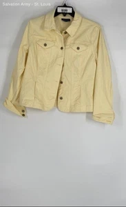 Charter Club Womens Light Yellow Collared Button-Front Denim Trucker Jacket Sz L - Picture 1 of 6