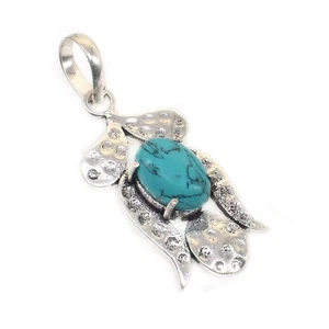 Weihnachtsmann Rosa Türkis Ethno Stil Handarbeit Schmuck Anhänger 1 h871 - Bild 1 von 4