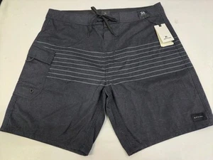 Nuevo con etiquetas Boardshorts Rip Curl Horizon para hombre negros a rayas bolsillo lateral talla 36 #7221 - Imagen 1 de 9
