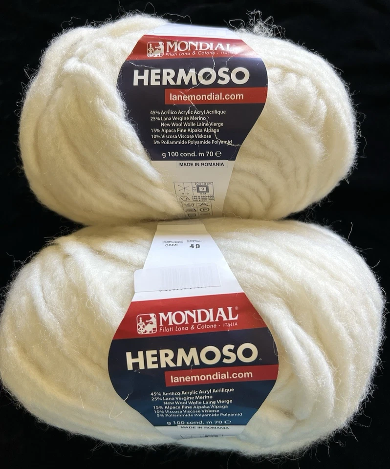 Merino Mezcla Alpaca Hilo Mondial Hermoso 100g Bolas Super Voluminosas Off White Lote/2 Foto 1 de 4