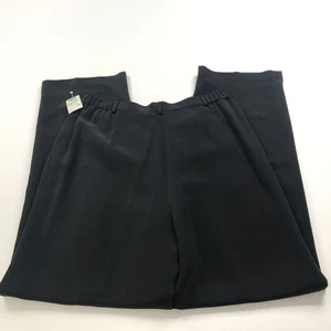Due Per Due NEW 14 (Fit 32W 32L) 100% Silk High Rise Trouser Pants Black Vtg - Picture 1 of 11