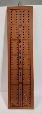 Vtg Drueke Model 1010 Giant Cribbage Board 31" x 8" Cherry Wall Hanging *ds - Image 1 of 4
