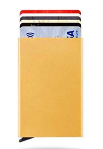 Billetera con bloqueo RFID Auto Pop Up Portatarjetas de crédito Clip para billetes de dinero dorado Envío de EE. UU. - Imagen 1 de 4