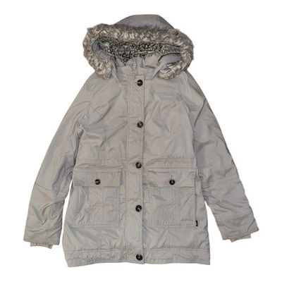 Chaqueta Parka Hollister Mujer S Gris Piel Sintética Capucha Forro Invierno Cálida Y2K Bella Foto 1 de 4