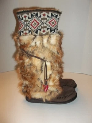 Suéter de pele sintética Mukluks botas altas parte superior feminino tamanho 8 MuK Luks - Imagem 1 de 4