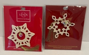 Lenox Porcelain Shine Shimmer Snowflake Ornaments Qty 2 New - Picture 1 of 7