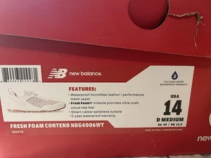 NEW BALANCE MENS SIZE 14 D SPIKELESS WHITE WATERPROOF CONTEND GOLF SHOE - Picture 1 of 5