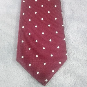 Astor And Black Repp Silk Tie Maroon With White Dots - Picture 1 of 7