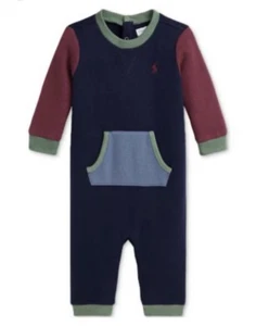 Tuta Polo Ralph Lauren Colorblock Blu Pile Bambino Ragazzo Taglia 3 Mesi Nuova con etichette - Foto 1 di 4