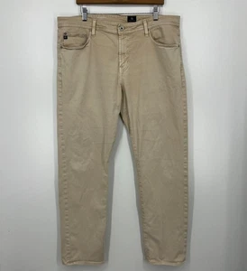 Pantalones de mezclilla AG Adriano Goldschmied para hombre 38x32 beige The Graduate pierna a medida - Imagen 1 de 14