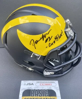 Donaven Mcculley Signed Autographed Michigan Wolverines Mini Helmet JSA Coa - Image 1 of 3