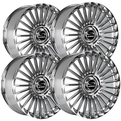 (Set of 4) Strada SF68 Martello 20x8.5 5x112/5x115 +30mm Chrome Wheels Rims - Image 1 of 4
