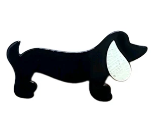 Vintage LEA STEIN Hund Dackel gemarkt Brosche Schwarzwurst Hund Zelluloid - Bild 1 von 7
