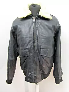 VINTAGE G-1 LEATHER MOTORCYCLE FLIGHT JACKET SIZE L + FUR LINER & COLLAR - Picture 1 of 18