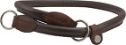 Round Genuine Rolled Leather Choke Dog Collar Brown