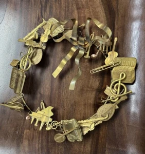 Dresden Petite Brass Musical Instrument Wreath Vintage 9” 28 pcs Gold, Germany - Picture 1 of 23