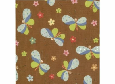 Butterflies on Brown Cotton Fabric, BTHY, Tweet Tweet by Moda, Butterfly Print - Image 1 of 3