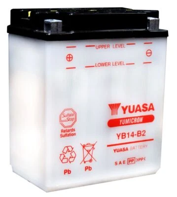 Yuasa Convencional YB14B2 12 Volts Bateria Para Honda Shadow 800 VT800 1988 - Imagem 1 de 3