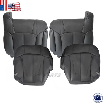For 1999 2000 2001 2002 Chevy Silverado & Sierra Leather Seat Covers Black - Image 1 of 4
