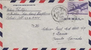 1945, Joliet, IL a Toronto, Canadá, correo aéreo (26662) - Imagen 1 de 1