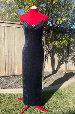 Maxi Vestido de Noche Vintage Años 90 Jessica McClintock Gunne Sax Terciopelo Foto 1 de 4