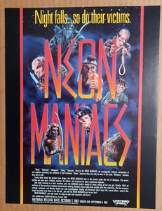 NEON MANIACS / THE OTHER HELL 2 sided 8 1/2 x 11 Vestron Video ad sheet 1987 - Picture 1 of 2