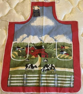 Nuevo babero de 2 bolsillos 100 % algodón Barnyard Cows - Imagen 1 de 2