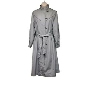 Vintage MS. Freddi Lavender/Gray Long Classic Trench Coat/Belt Size 10