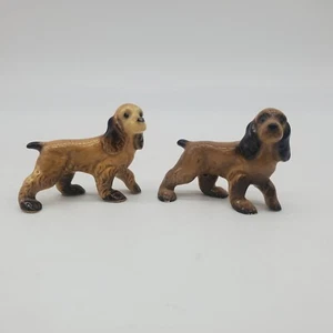 Vintage Hagen Renaker Dog Cocker Spaniel Miniature Figurine Ceramic Animal Pair - Picture 1 of 7