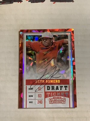 SETH ROMERO AUTO 2017 Draft Ticket CRACKED ICE #1/23 RC SSP WASH NATIONALS RARE - Image 1 of 2