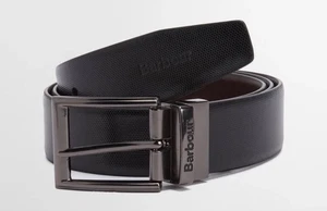 Barbour Westdale Reversible Leather Belt BlACK/ BROWN UK L. 39- 44 CM RRP 44.95 - Picture 1 of 4