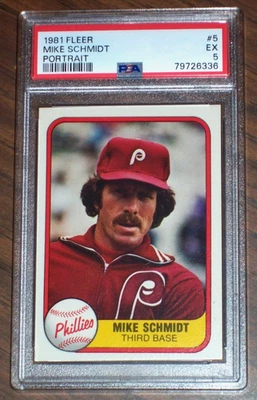 Mike Schmidt 1981 (retrato) #5 Fleer PSA 5 Philadelphia Phillies Foto 1 de 3